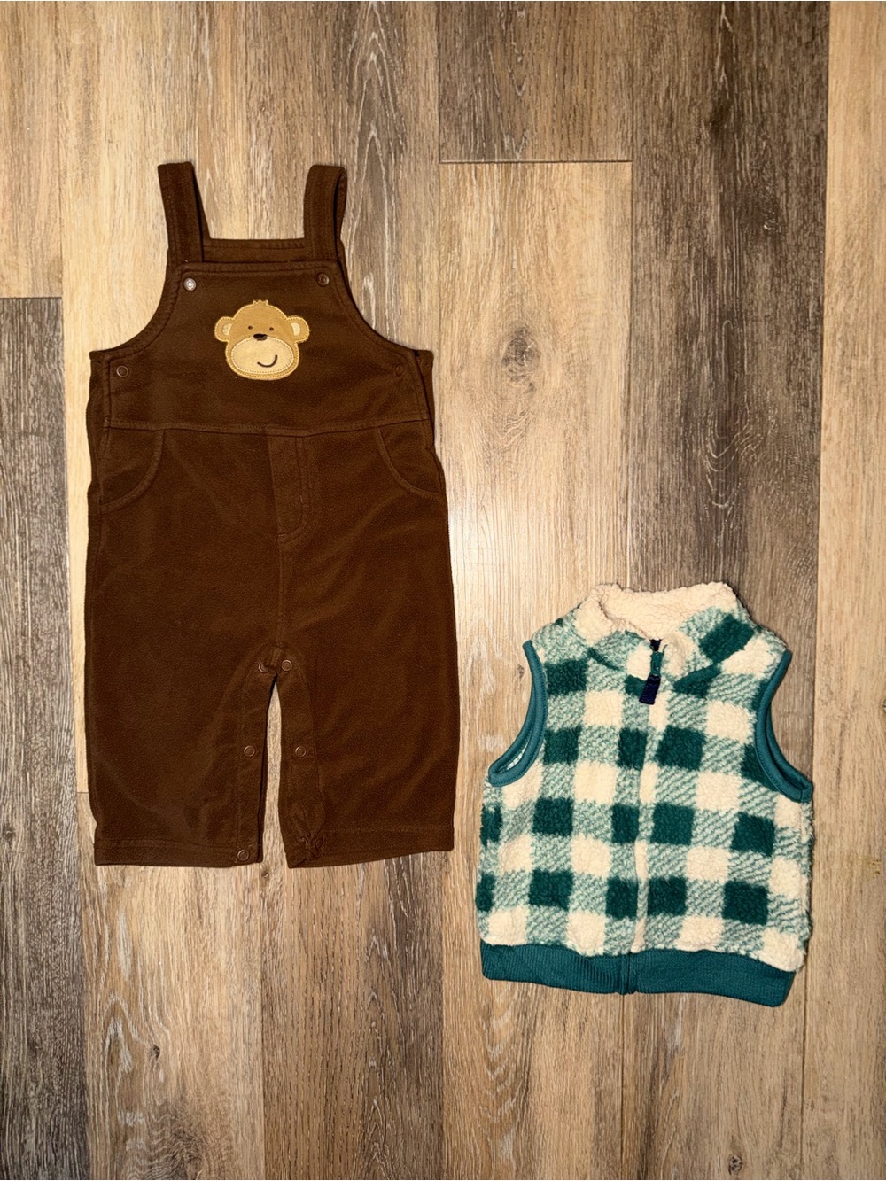 Baby Boy 9 Months Carter’s Fleece Overalls & Vest Bundle